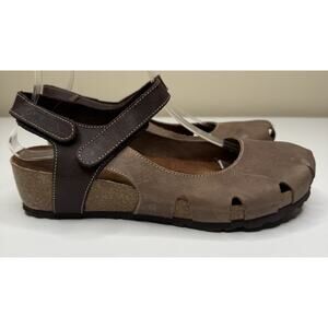 Sabatini 4009 Mary Jane Footbed Sandal Womens 39 EU 9 US Brown Leather Wedge